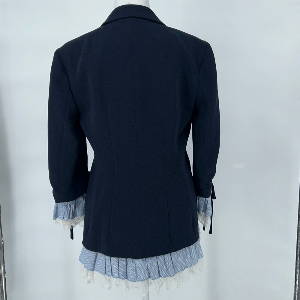 Cinq A Sept Women’s Roxie Contrast Trim Blazer In Navy Blue Size 6 - Picture 10 of 16